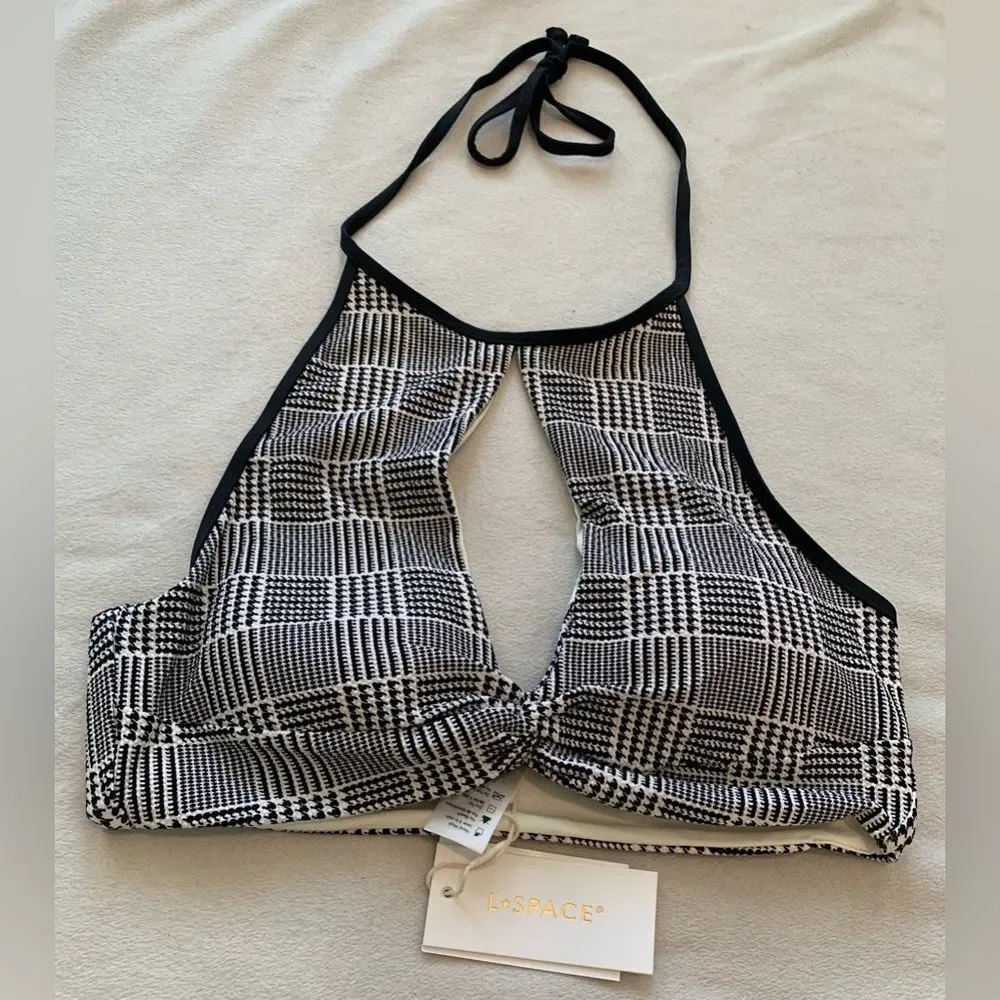 L*Space Bikini Set Jessy Top & Whiplash Bitsy Bottom Size XL Plaid Bathing Suit